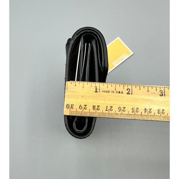 Michael Kors Black Leather Leopard Print Heather Grey Calf Hair Trifold Wallet - Picture 15 of 16